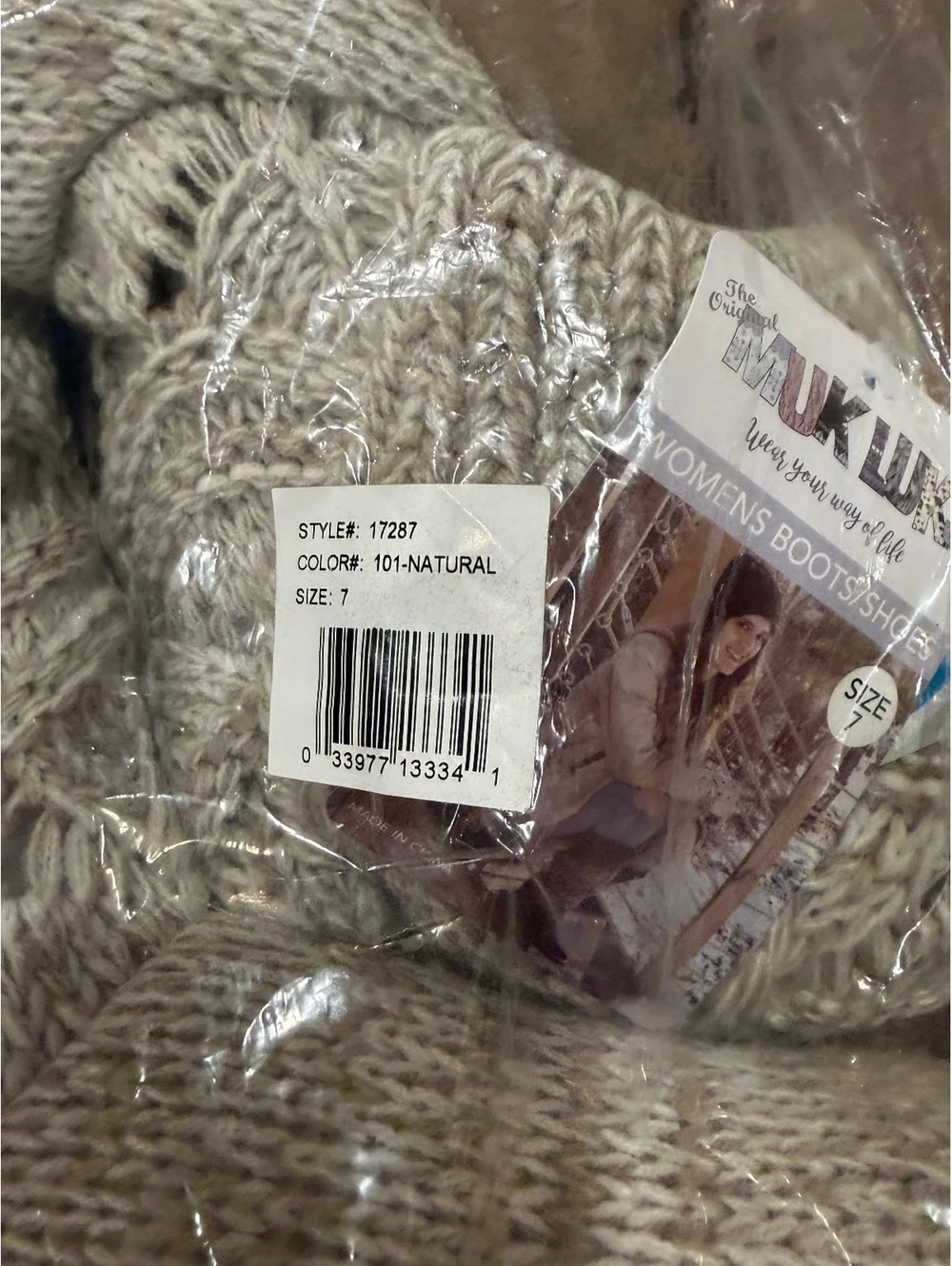 Muk Luks Women's Natural Knit Boots Size 7